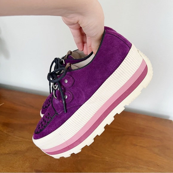 COACH • Platform Sneaker creeper chunky purple suede leather lug sole grunge - Picture 8 of 13